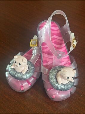 Mini Melissa Pink Translucent Aranha Xi Jelly Sandal Size 3 Little Girl Shoes